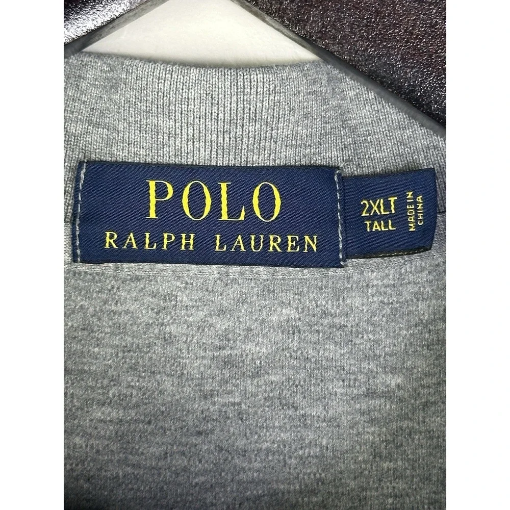 Polo Ralph Lauren Men's 2XLT Tall Gray Cotton Polo Shirt Short Sleeve Pony Logo